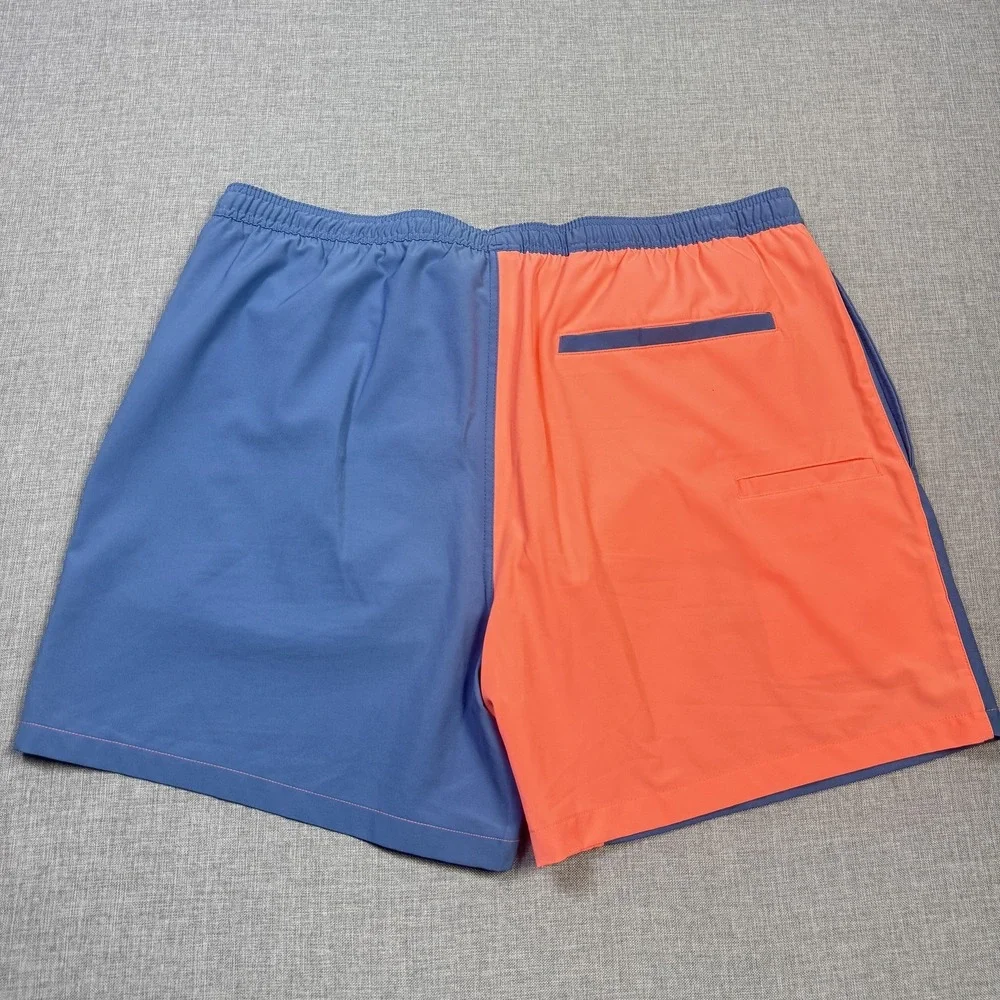 Huk Swim Trunks Shorts Mens 2XL Blue Orange Lined Drawstring Pockets Quick Dry